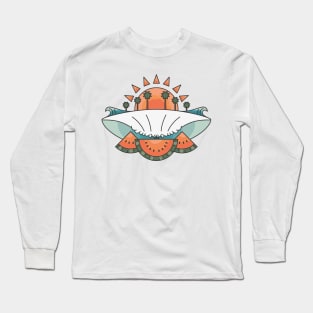 Wave and Watermelon Sunset Long Sleeve T-Shirt